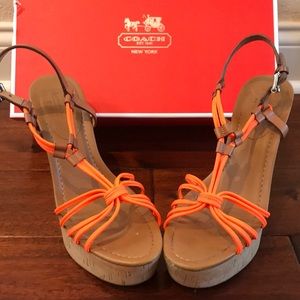 Coach cork wedge sandals